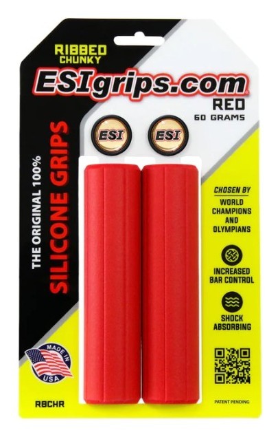 Гріпси ESI Ribbed Chunky Red Silicone Bicycle Grips, OBOD_RBCHR