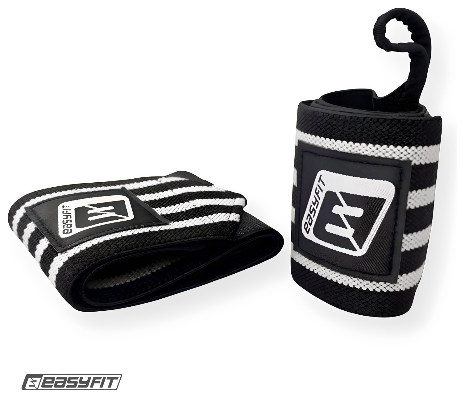 Кистьові бинти EasyFit 50х8 см фіксатор на зап'ястя (чорно-білі), EFIT_EF-0060-GY
