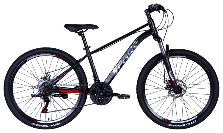 Велосипед ST 26" SPACE NEPTUNE DD FR рама-15" черно-красный 2024, OPS-SP-26-029