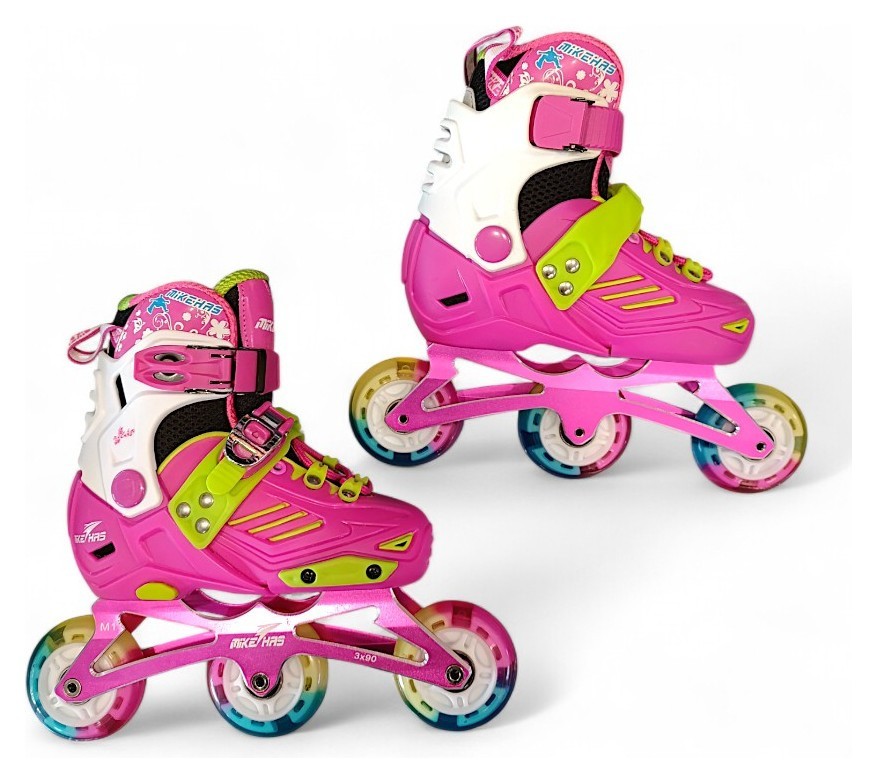Дитячі розсувні роликові ковзани BAVAR SPORT зі світними колесами (розмір 32–35) (рожевий), BVR_4882883