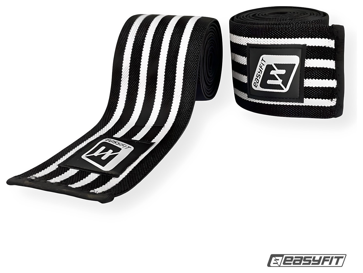 Бинт для присідань EasyFit фіксатор колінного суглоба (чорно-білий), EFIT_EF-0065-GY