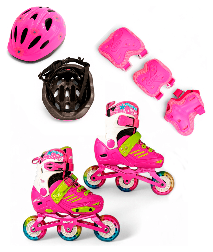 Набір для катання (ролики + захист + шолом) (рожевий), BVR_4892889