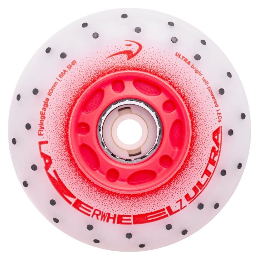 Светящиеся колеса для роликов Flying Eagle Lazerwheelz Ultra+Sparks 88A 4 шт красные 76 мм, ROL_12533_1