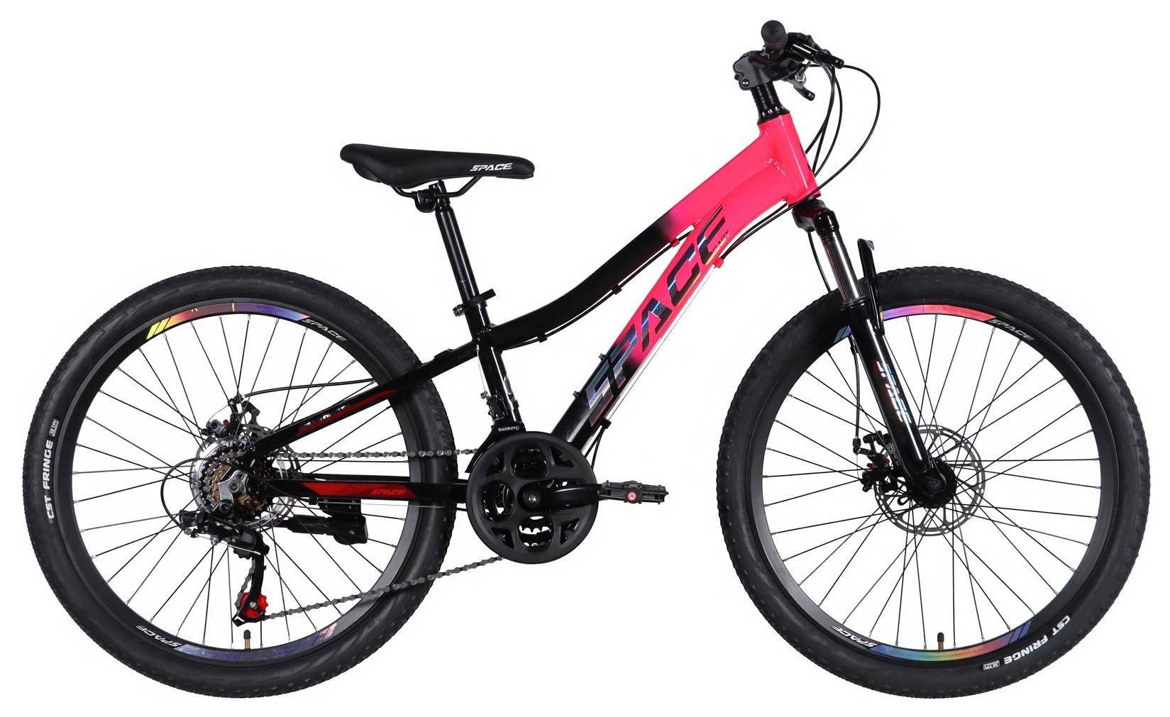 Велосипед уцененный AL 24" SPACE LYRA DD FR рама-11" розово-черный 2026, STK-SP-24-062