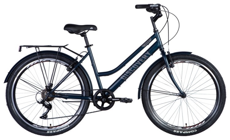 Велосипед ST 26" Discovery PRESTIGE WOMAN Vbr рама-" с багажником задн St с крылом St 2024 (темно-синий (м)), OPS-DIS-26-589