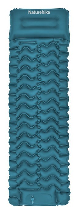 Матрац туристичний надувний одномісний  Naturehike CNK2550WS019, 200х60х6.5 см, синій із вбудованою помпою для надування, FNR_6977465869661