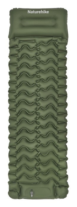 Матрац туристичний надувний одномісний  Naturehike CNK2550WS019, 200х60х6.5 см, зелений із вбудованою помпою для надування, FNR_6977465869654