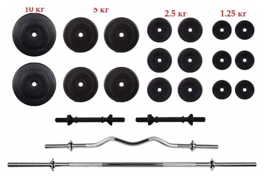 Две штанги 67 кг с гантелями RN-Sport, RNS_67х4gr
