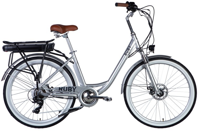 Велосипед с электроприводом 26" AL Dorozhnik eRUBY DD FR рама-17" 36B 12.5А*ч 500Вт светло-серый YS 2425 2025, ELB-D-26-240