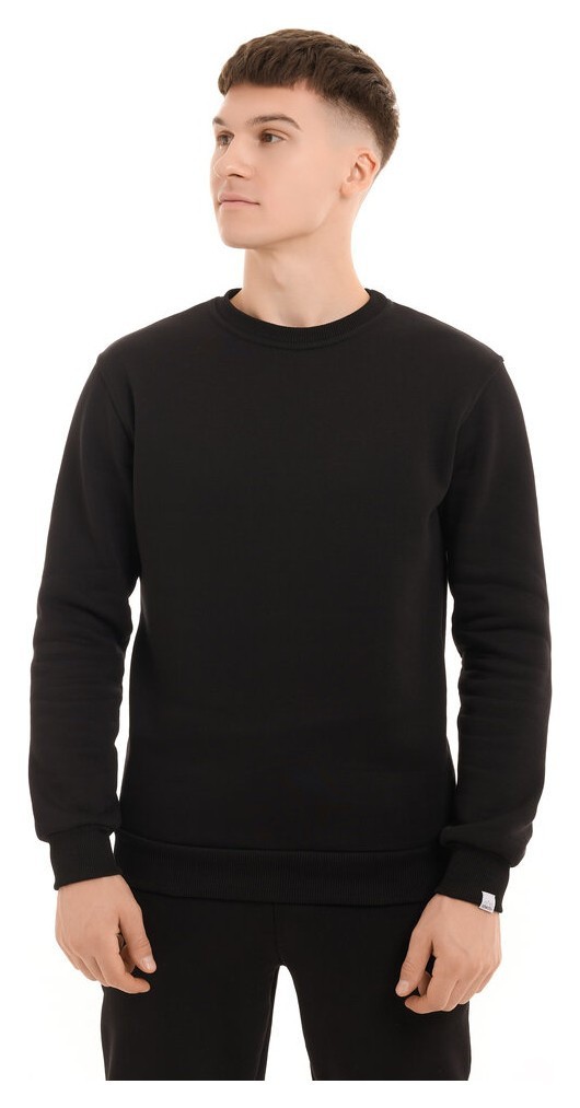 Світшот чоловічий однотонний чорний Pobedov 007 ЗИМА, POB_00000000687