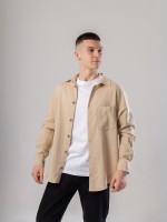 Темно-бежева лляна сорочка для чоловіків із довгим рукавом Pobedov Founder