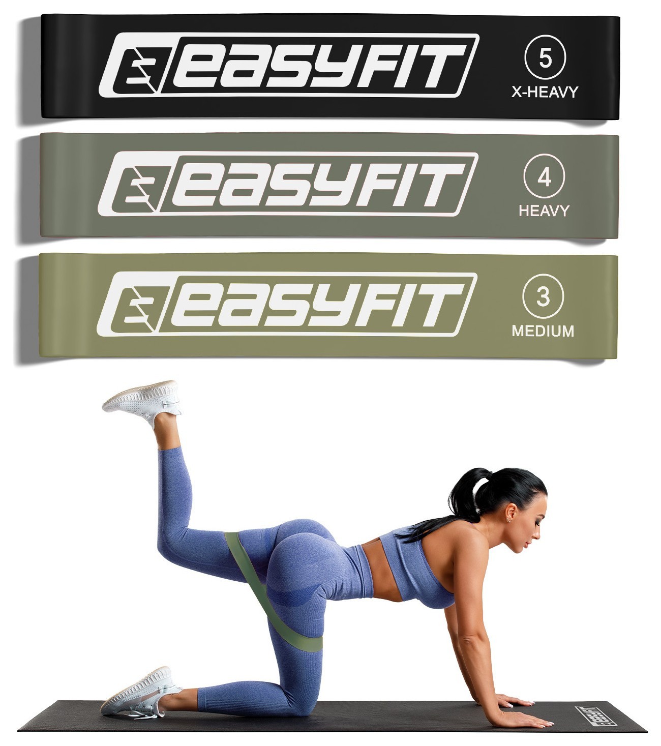 Резинки для фитнеса EasyFit MonoBand набор 3 шт, EFIT_EF-1812-GY
