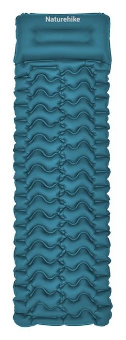 Матрас туристический надувной одноместный Naturehike CNK2550WS019, 200х60х6.5 см, синий, для кемпинга с мешком для надува, FNR_6977465869647