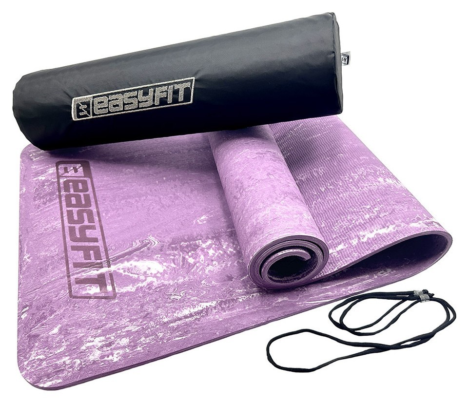 Коврик для йоги и фитнеса EasyFit PER Premium Mat 8 мм + Чехол фиолетовый, EFIT_EF-1930s-1-V