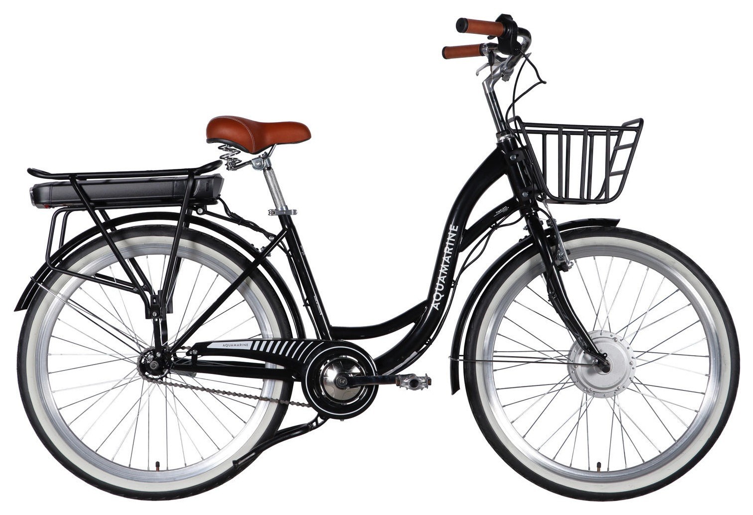 Велосипед уцененный с электроприводом 26" ST Dorozhnik eAQUAMARINE BH рама-17" 36B 13А*г 500Вт черный с корзиной 2026, STK-D-26-460