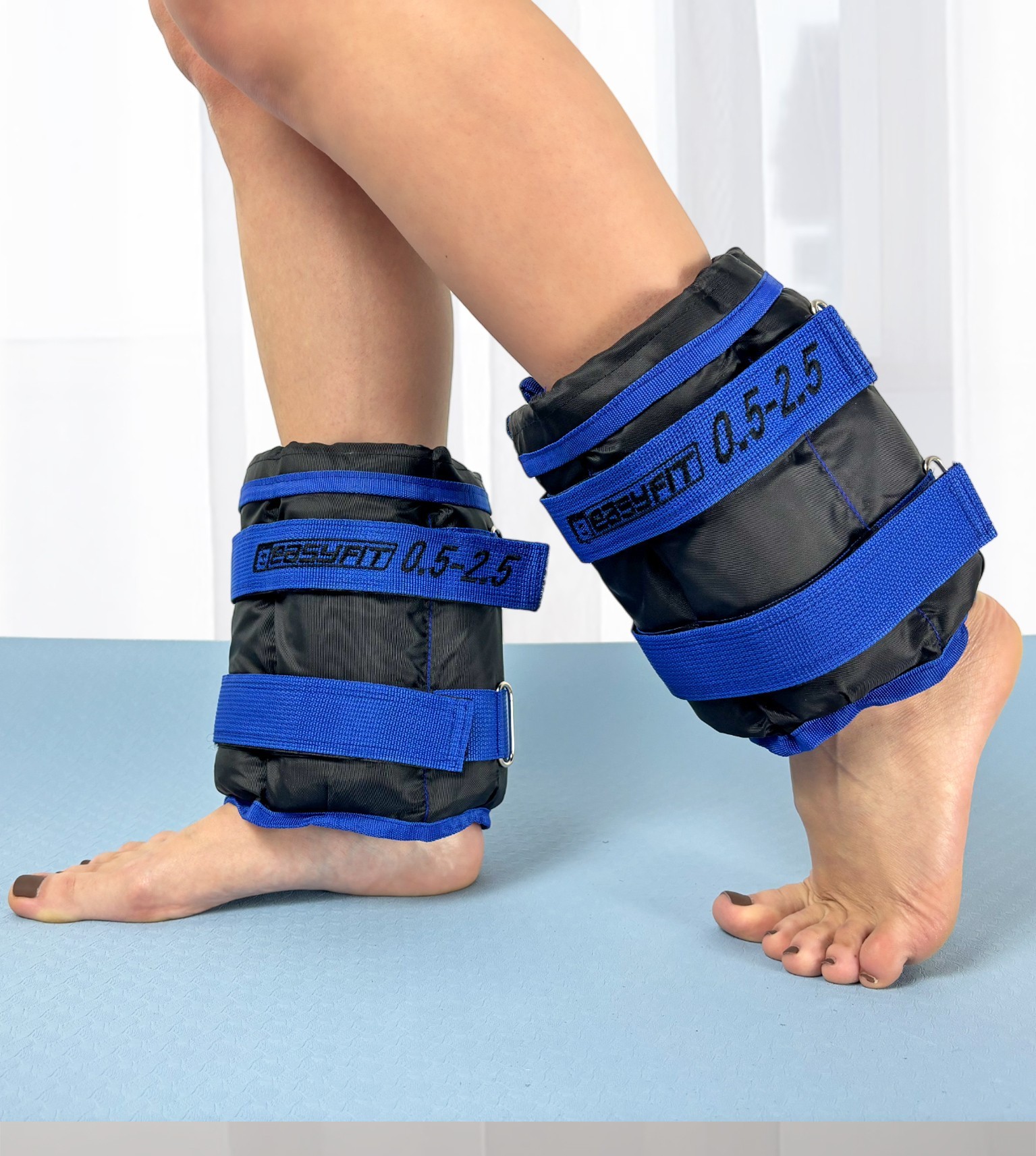 Утяжелители для ног и рук EasyFit наборные черно-синие 0,5-2,5 кг (пара), EFIT_EF-WHT-0,5-2,5-BL