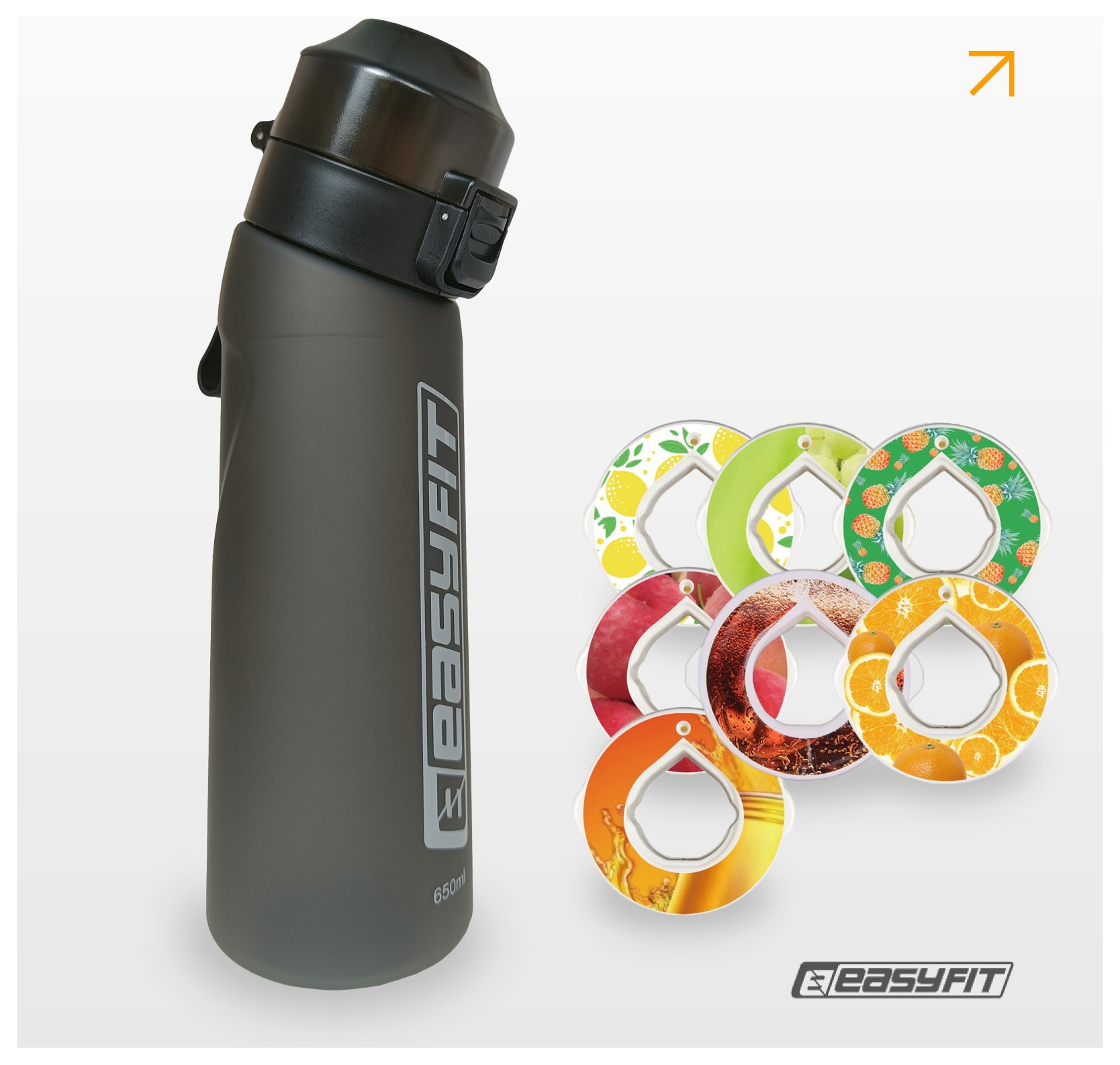 Спортивная бутылка для воды со вкусами EasyFit Air Up (7 ароматизированных капсул в комплекте), 650 мл, EFIT_EF-7005s-7