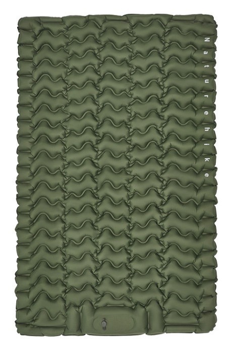 Матрац туристичний надувний двомісний Naturehike CNK2550WS019, 200х125х6.5 см, зелений із вбудованою помпою для надування, FNR_6977465869616