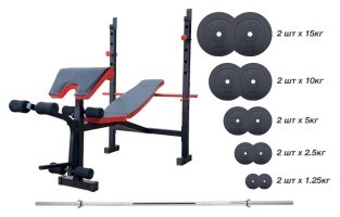 Лава для жиму універсальна ReadMeBlack + штанга 75 кг RN-Sport