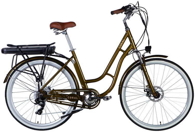 Велосипед с электроприводом 28" AL Dorozhnik eCORAL DD FR рама-19" 48B 12.5А*ч 500Вт болотно-зеленый YS 3202 2025, ELB-D-28-081