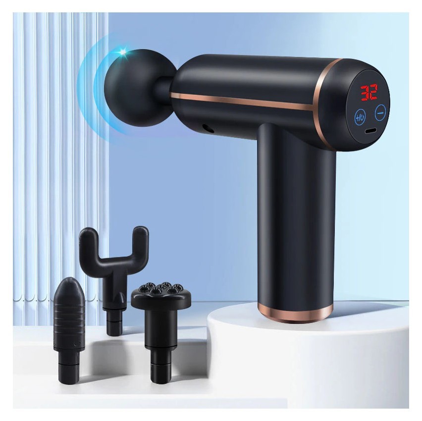 Массажный пистолет EasyFit Impact (портативный вибромассажер для тела с 4 насадками), EFIT_EF-2071