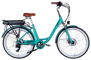 Велосипед з електроприводом 26" AL Dorozhnik eRUBY DD FR рама-17" 48B 12.5А*г 500Вт бірюзовий YS 2260 2025 крила, крило пер., крило зад., підніжка