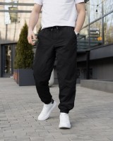 Чоловічі штани джогери з плащівки чорні Pobedov Ground