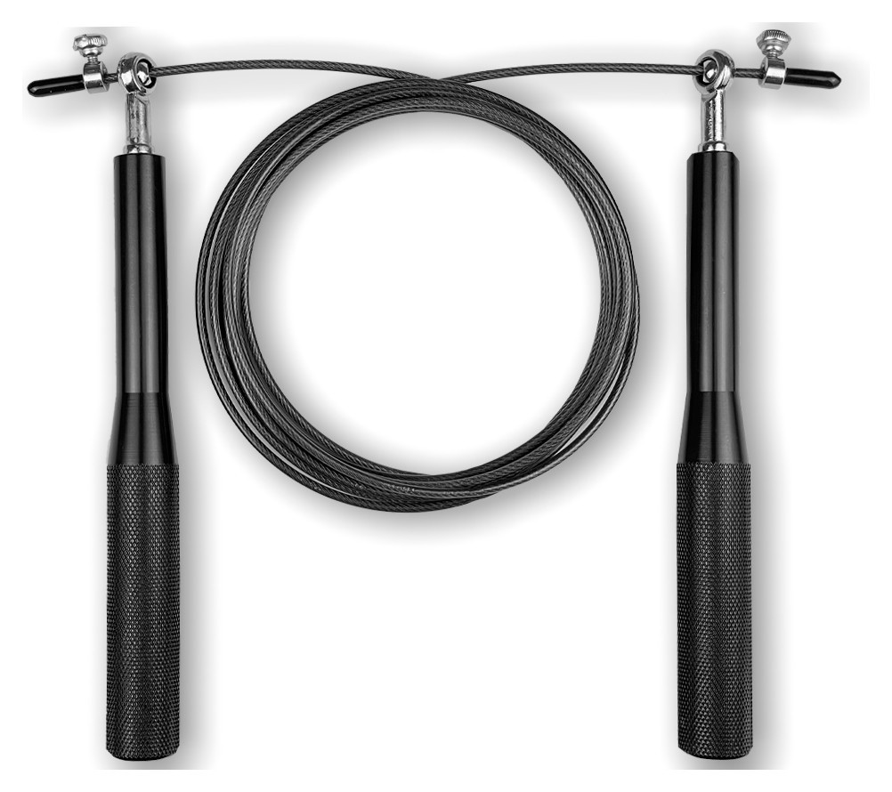 Скоростная скакалка EasyFit Aluminium со стальным тросом и алюминиевыми ручками черная, EFIT_EF-1910-BK