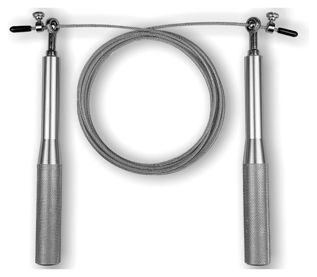 Скоростная скакалка EasyFit Aluminium со стальным тросом и алюминиевыми ручками серая, EFIT_EF-1910-SR