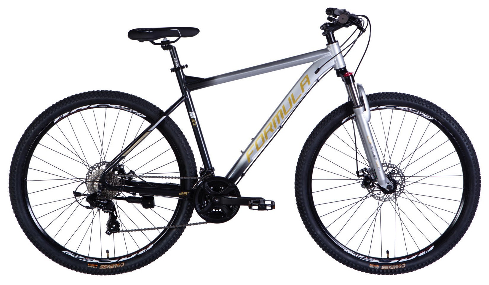 Велосипед AL 29" Formula F-1 DD CS рама-21" серебристо-черный 2026, OPS-FR-29-438