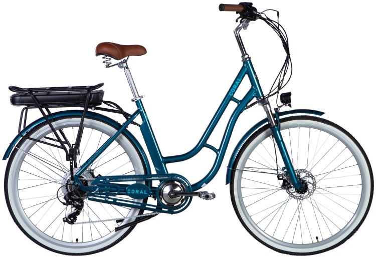 Велосипед с электроприводом 28" AL Dorozhnik eCORAL DD FR рама-19" 36B 12.5А*ч 500Вт темно-бирюзовый YS 767 2025, ELB-D-28-078