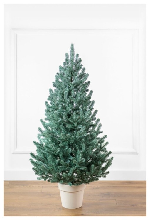 Елка литая "Венская" в горшке, голубая, 3909211