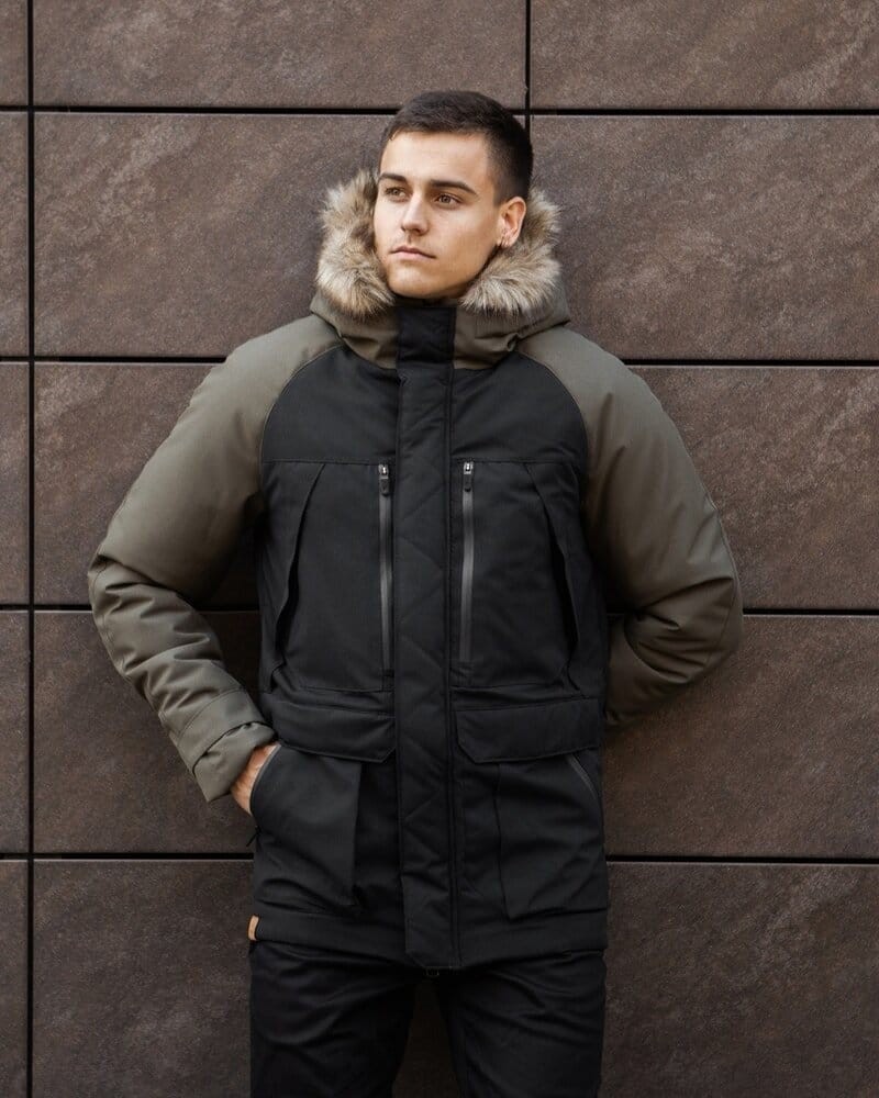 Парка чоловіча зимова середня на котоні з капюшоном Pobedov seniora udacha, POB_00000007162