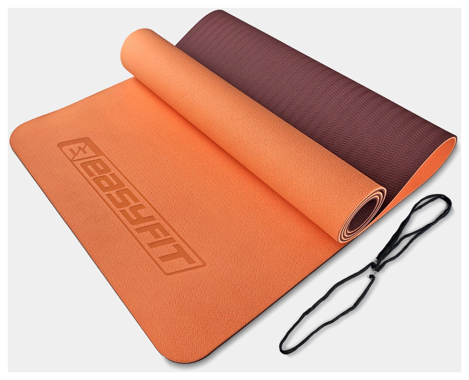 Килимок для йоги та фітнесу EasyFit TPE+TC 6 мм двошаровий персиковий-коричневий, EFIT_EF-1924-PHBN