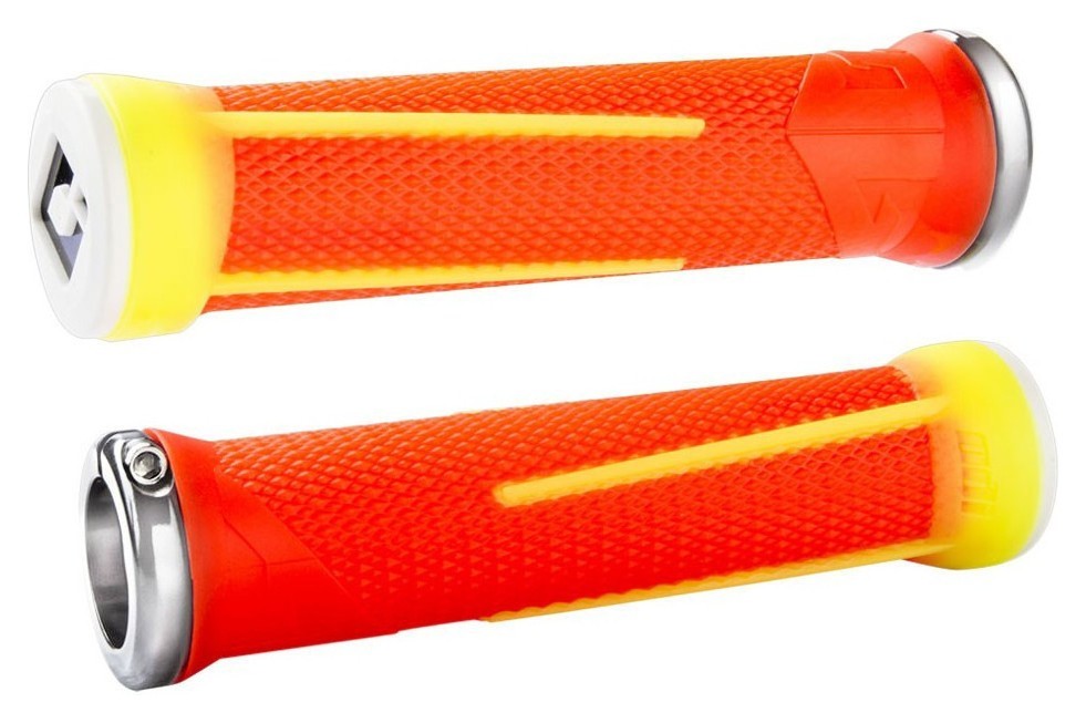 Гріпси ODI AG-1 Signature Fl.Orange/Fl. Yellow w/ Silver clamps (жовто - помаранчеві з срібними замками), OBOD_D35A1OY-S