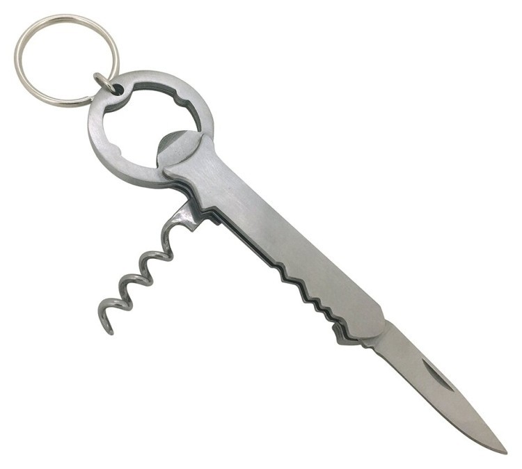 Munkees 3456 брелок-нож-штопор SS Corkscrew steel, 3456-ST