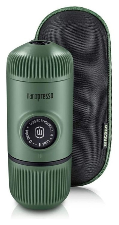 Портативна еспресо-кавоварка Wacaco Nanopresso зелена з чохлом, механічна, для меленої кави, FNR_WNANOGREEN
