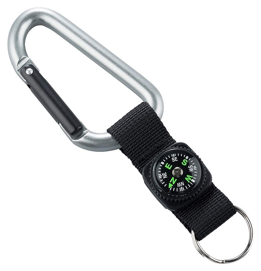 Munkees 3228 карабін 8 мм з strap, compass, keyring grey, 3228-GY