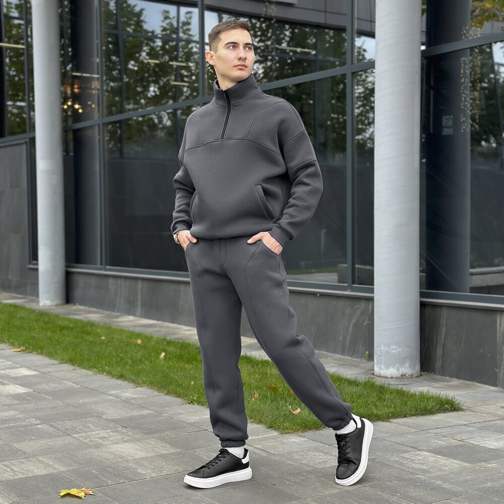 Комплект штани та кофта Pobedov Grand ЗИМА. Темно-сірий спортивний костюм, POB_00000006825