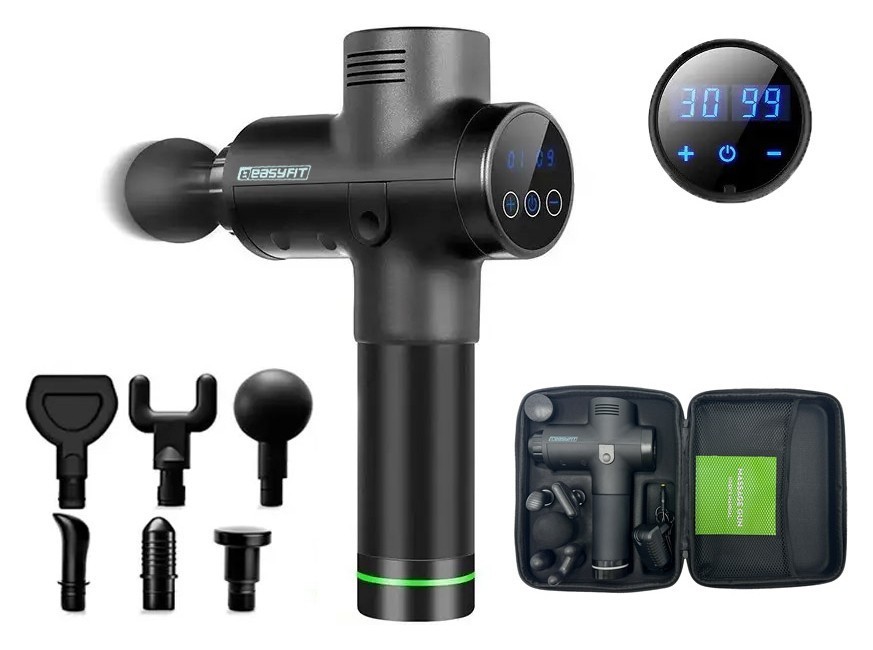 Масажний пістолет EasyFit Percussio (портативний перкусійний вібромасажер для тіла з 6 насадками), EFIT_EF-2073