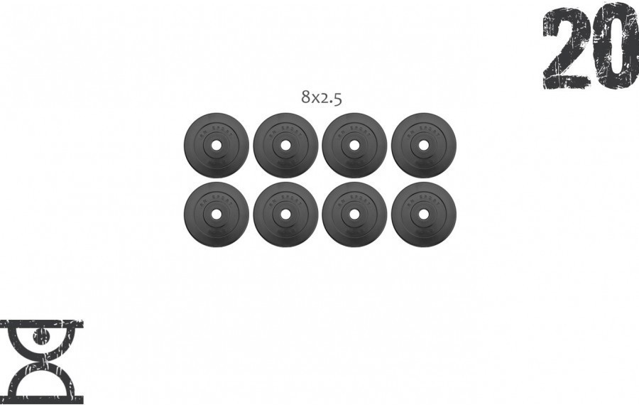 20 кг (8x2.5) дисків, покритих пластиком (31 мм), RNS_RNbitset020