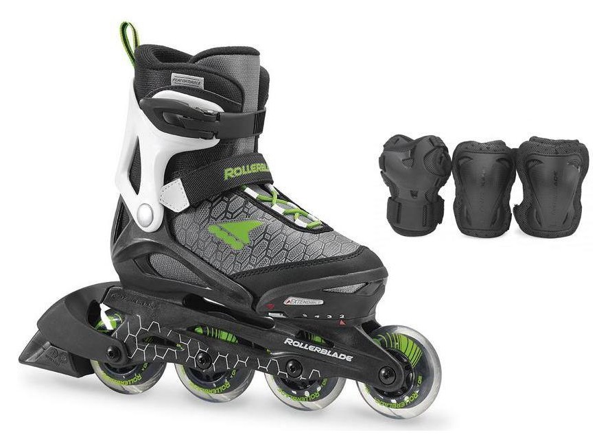 Комплект дитячий (роликові коньки, захист) Rollerblade COMBO 29-32 (185-210мм) Black/green (07848400 T83), RCH_11263