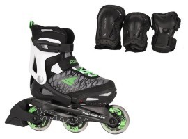 Комплект дитячий (роликові коньки, захист) Rollerblade COMBO 29-32 (185-210мм) Black/green (07848400 T83)