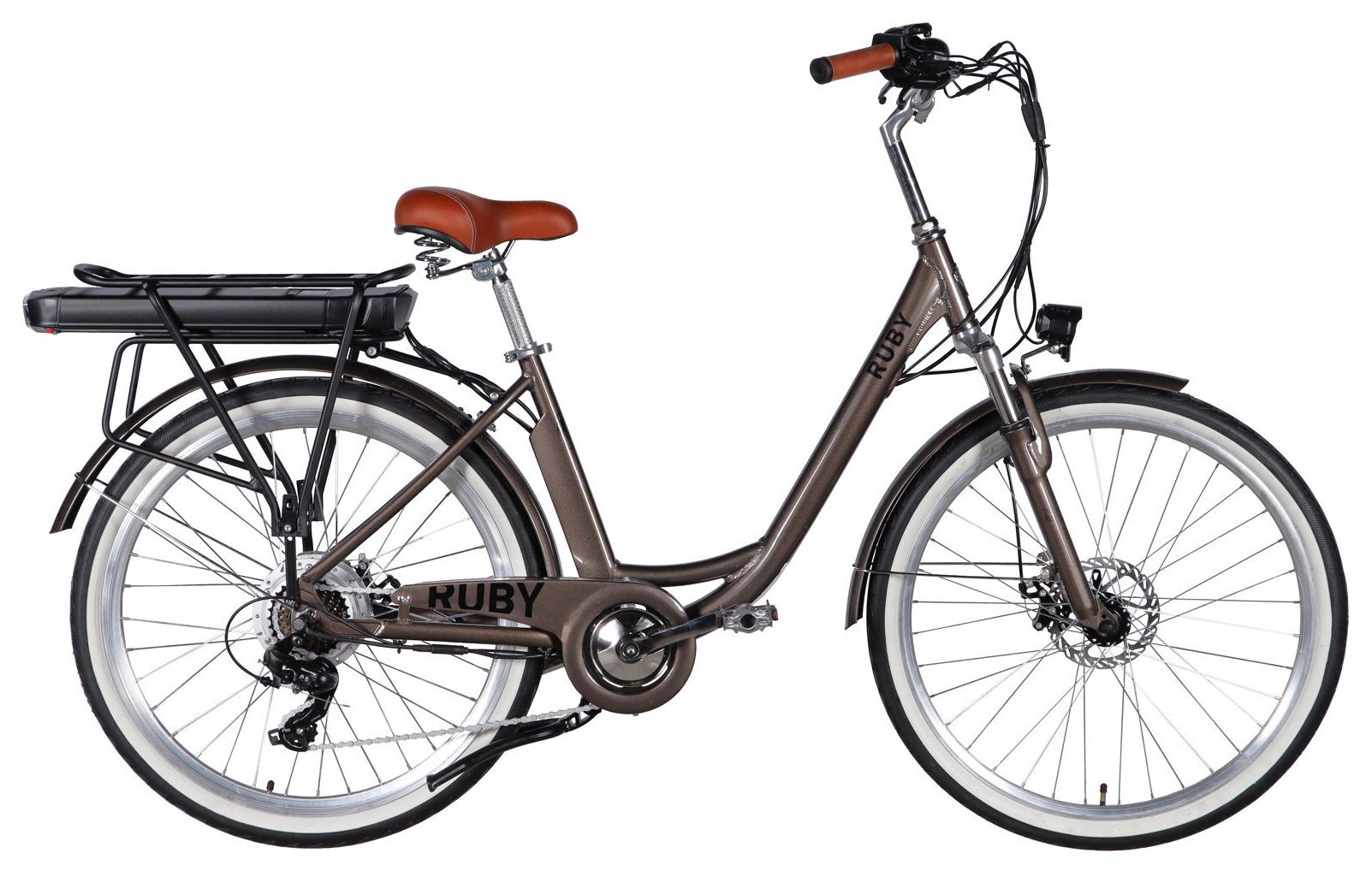 Велосипед с электроприводом 26" AL Dorozhnik eRUBY DD FR рама-17" 48B 15А*ч 500Вт мокрый асфальт 2026, ELB-D-26-303