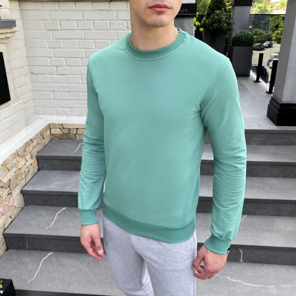 Світшот чоловічий однотонний зелений Pobedov 001, POB_00000000627