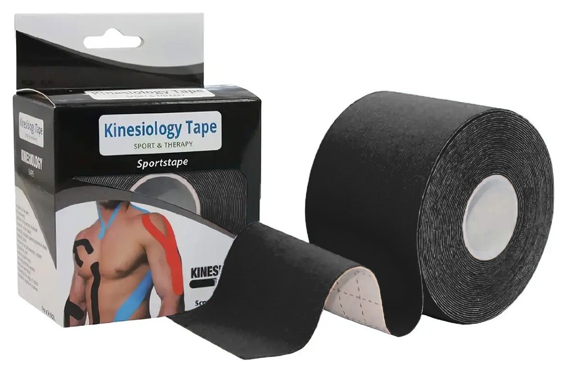 Кінезіологічний тейп EasyFit Kinesio чорний, EFIT_EF-2080-BK