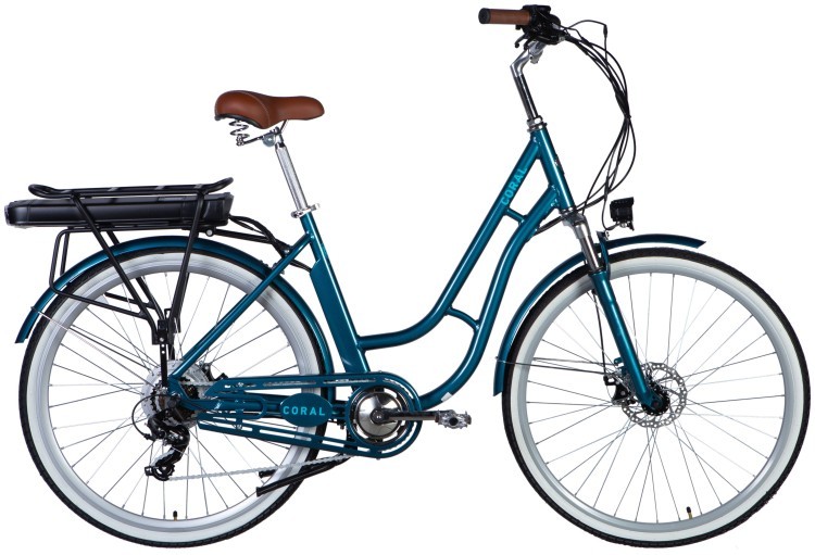 Велосипед с электроприводом 28" AL Dorozhnik eCORAL DD FR рама-19" 48B 12.5А*ч 500Вт темно-бирюзовый YS 767 2025, ELB-D-28-083