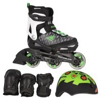 Комплект дитячий (роликові коньки, шолом, захист) Rollerblade CUBE 29-32 (185-210мм) Black/green (07848200 T83)