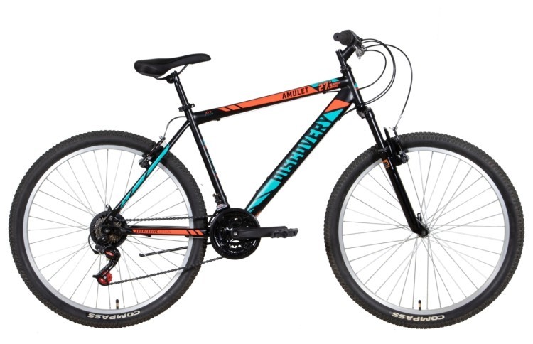 Велосипед ST 27,5" Discovery AMULET Vbr рама- " 2022 TGB (черно-красный с бирюзовым (м)), OPS-DIS-27,5-003
