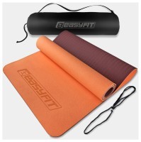 Коврик для йоги и фитнеса EasyFit TPE+TC 6 мм двухслойный + Чехол персиково-коричневый